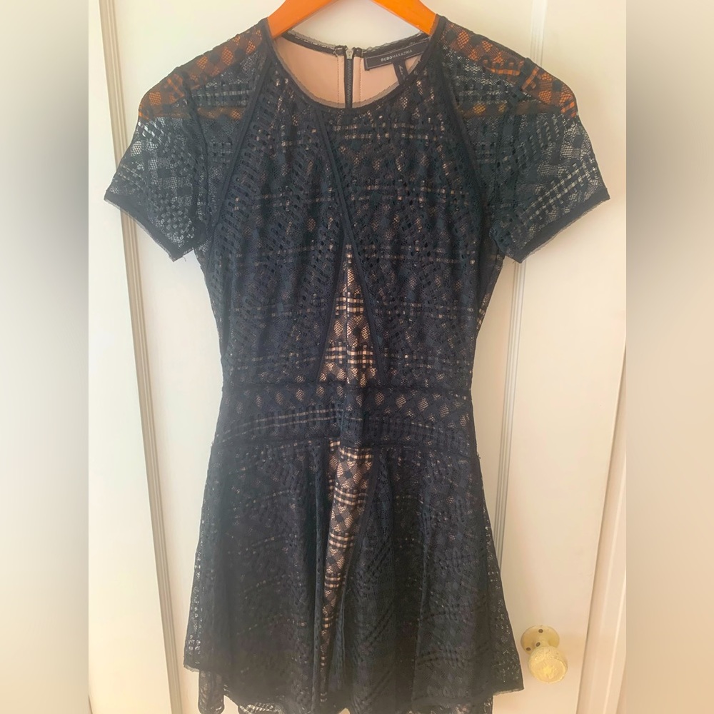 BCBGMaxAzria Black and nude short sleeve dress